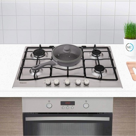 Set de 3 poêles 255003 Dgbavaria 6pz 20-24-28 en pierre, couvercles induction