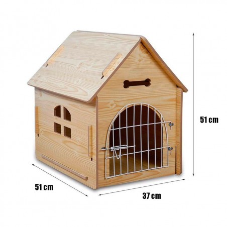 Niche CAMBRIDGE en bois avec grille 660027 pour chiens 51x37x51 cm