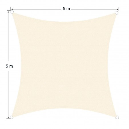 Drap ombragé CARRÉ 482445 Beige 5x5m attaches renforcées et corde en nylon