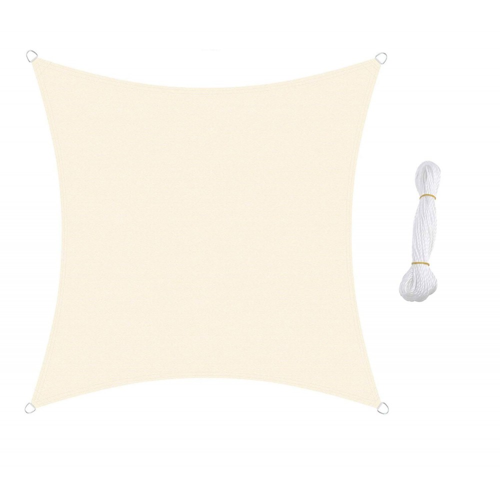 Drap ombragé CARRÉ 482445 Beige 5x5m attaches renforcées et corde en nylon