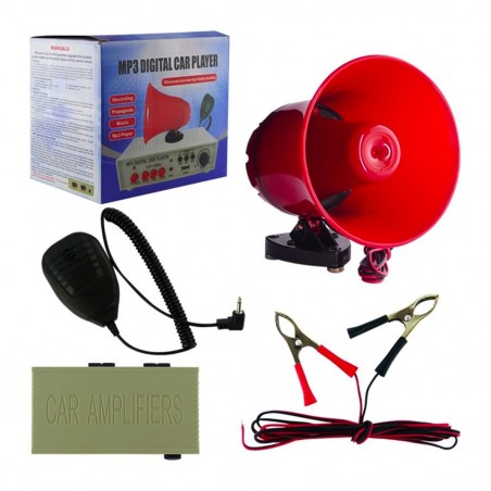 Mégaphone De voiture, PVC, avec amplificateur USB pour annonces de publicité MP3