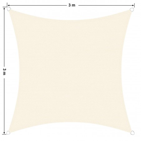 Toile carrée Ombragée 482414 Vert 3x3 mt voile rideau avec corde