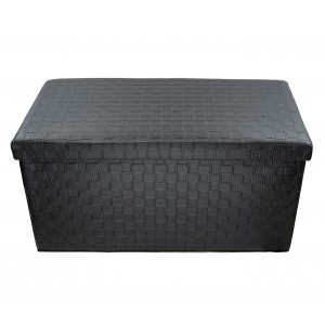 Pouf de rangement avec des reliefs rembourrés avec revêtement en faux cuir en 2 couleurs 2
