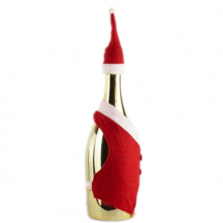 86765 Couvre-bouteilles de Noël en costume de Père Noël avec bonnet