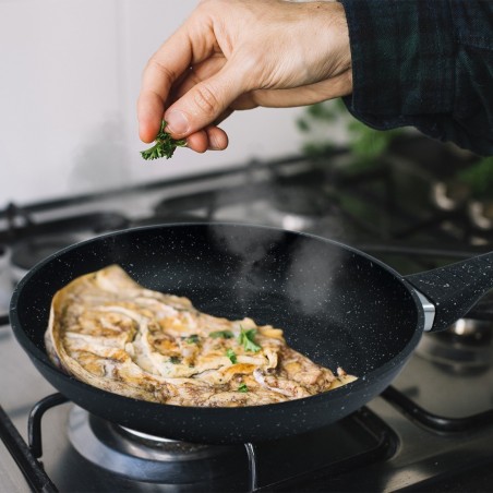 354001 DGBAVARIA Set de 3 poêles en pierre noire avec couvercles 24-28-32 cm