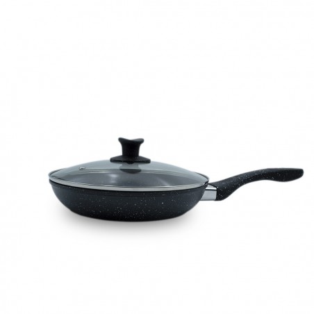 354001 DGBAVARIA Set de 3 poêles en pierre noire avec couvercles 24-28-32 cm