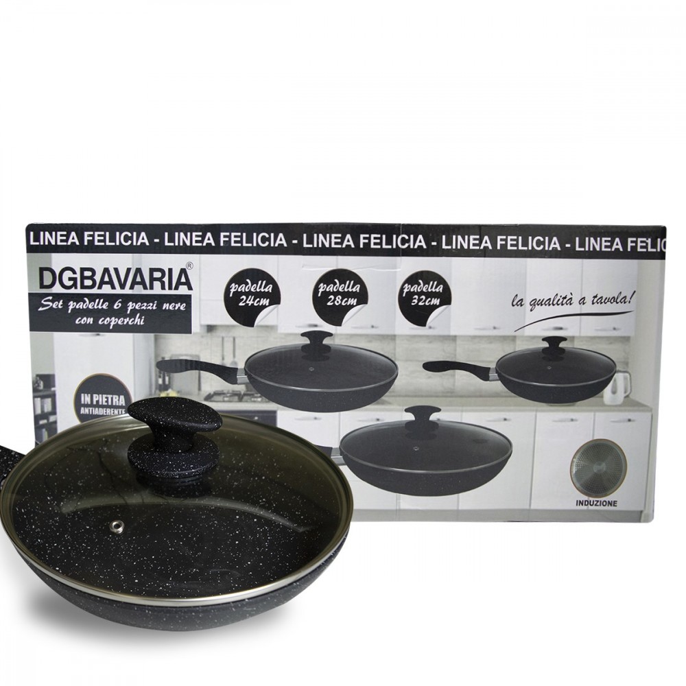 354001 DGBAVARIA Set de 3 poêles en pierre...