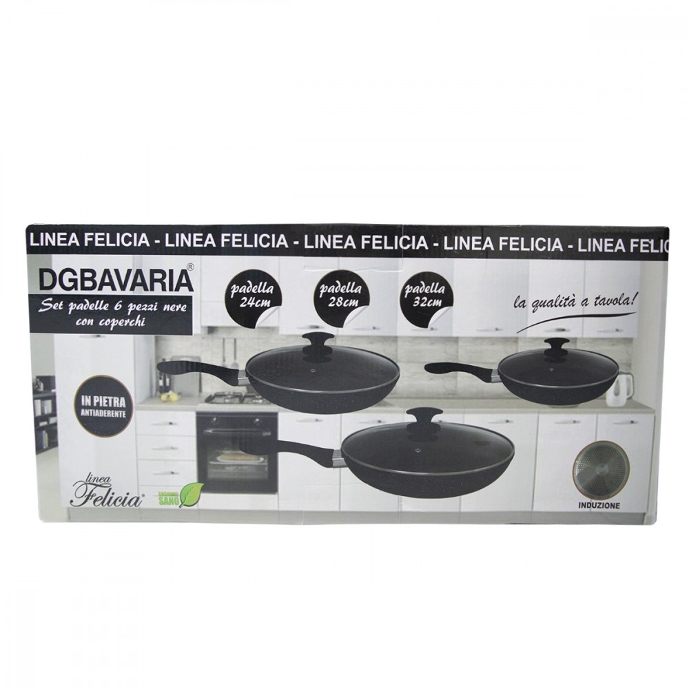 354001 DGBAVARIA Set de 3 poêles en pierre...