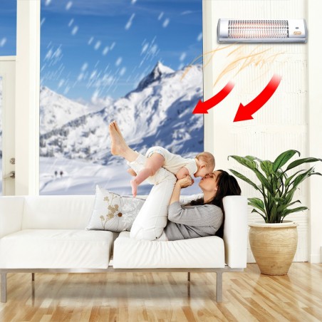 Poêle mural à quartz 70150 1200W VINCO thermoventilateur avec 2 sélections