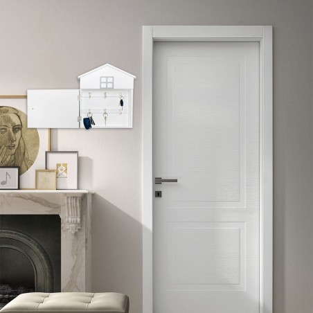 Boîte à clés 144234 en bois blanc 24 x 6 x 29.5 cm avec 6 pinces