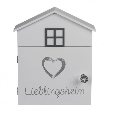 Boîte à clés 144234 en bois blanc 24 x 6 x 29.5 cm avec 6 pinces