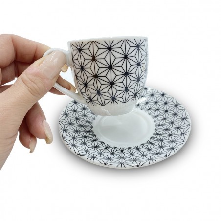Set de 6 tasses à café, avec soucoupe mod. ASTRO 270052 en porcelaine blanche