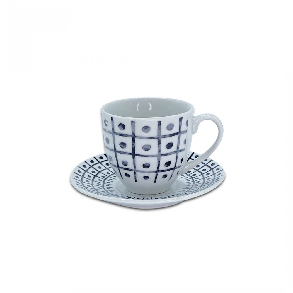 Set de 6 tasses à café, avec soucoupe mod. TRIS...