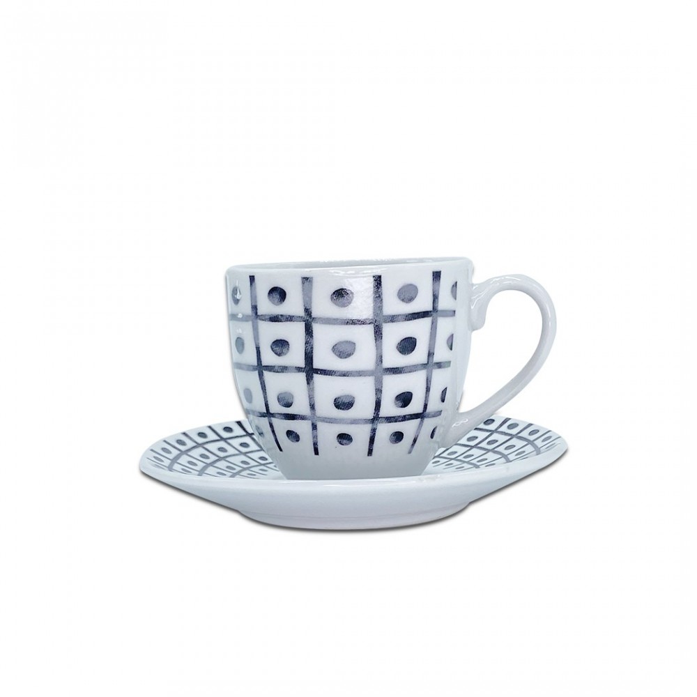 Set de 6 tasses à café, avec soucoupe mod. TRIS...