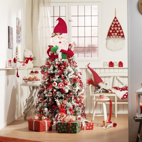 Embout pour arbre de Noël 6145018 forme du visage du Père Noël avec des mains