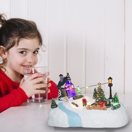 Village de Noël décoration TREES 361003 mouvement lumières et musique 28x18x18cm