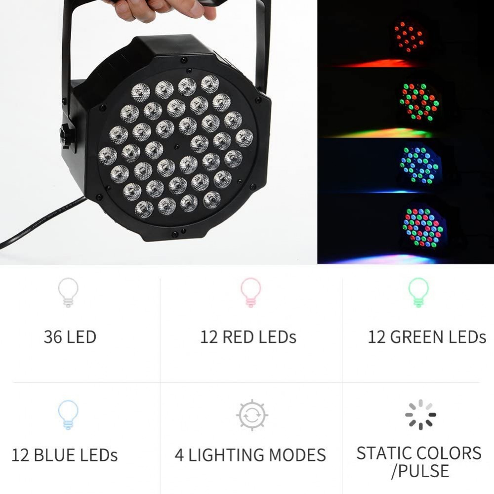 Phare strobo rgb projecteur 36 led coloré...