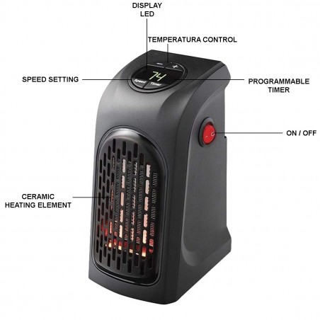 Poêle électrique puissance 350 Watts 871903 chauffe jusqu’à la température 32 dB