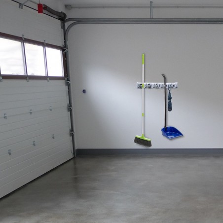 Porte-balais avec 6 crochets d’économie d’espace 126654 pour garage, cuisine