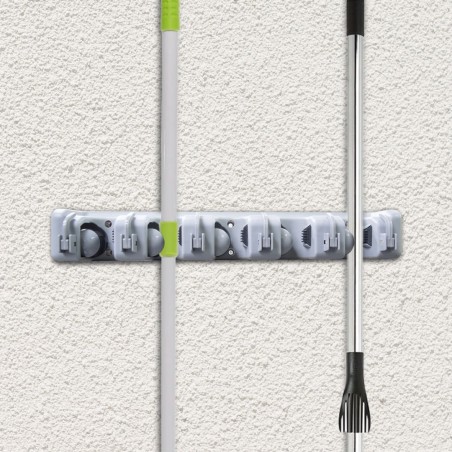 Porte-balais avec 6 crochets d’économie d’espace 126654 pour garage, cuisine