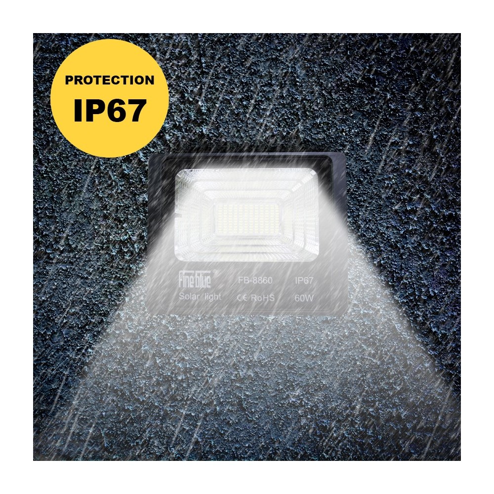Phare led avec recharge solaire 60W étanche...