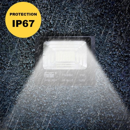 Phare led avec recharge solaire 60W étanche IP67 FB-8860 6500K lumière froide
