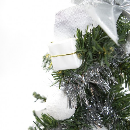 Arbre de Noël de table 343636 vert et 60H cm gris avec décorations sur branches