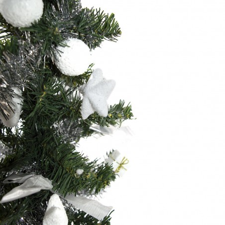 Arbre de Noël de table 343636 vert et 60H cm gris avec décorations sur branches