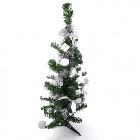 Arbre de Noël de table 343636 vert et 60H cm gris avec décorations sur branches