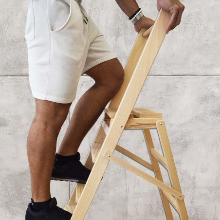 Échelle 4 marches art 111 escalier en bois 127x39x72cm jusqu’à 150 kg refermable