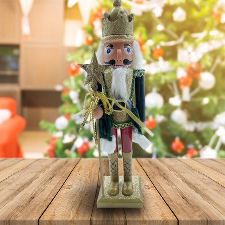 Soldat casse-noix 40h cm 392001 VERT Décorations de Noël Sceptre étoile