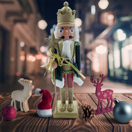 Soldat casse-noix 40h cm 392001 VERT Décorations de Noël Sceptre étoile