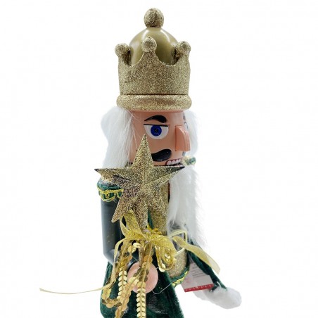 Soldat casse-noix 40h cm 392001 VERT Décorations de Noël Sceptre étoile