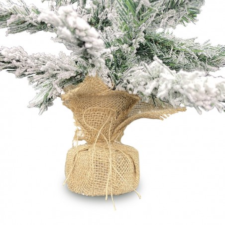 Arbre de Noël 60h cm enneigé 309018 avec base de jute, 42 branches pliantes PVC