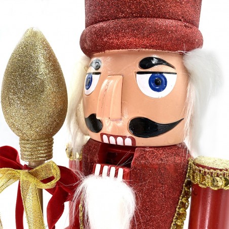 Soldat casse-noix 60H cm 392002 ROUGE décoration de Noël avec sceptre