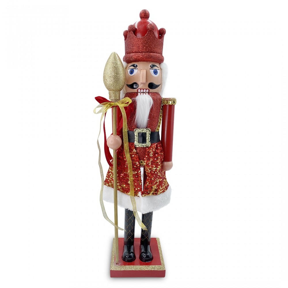 Soldat casse-noix 60H cm 392002 ROUGE décoration de Noël avec sceptre