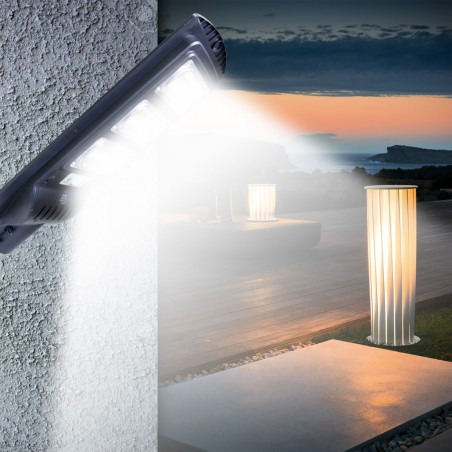 Lampadaire rechargeable solaire 809002 télécommande, détecteur crépusculaire 90W