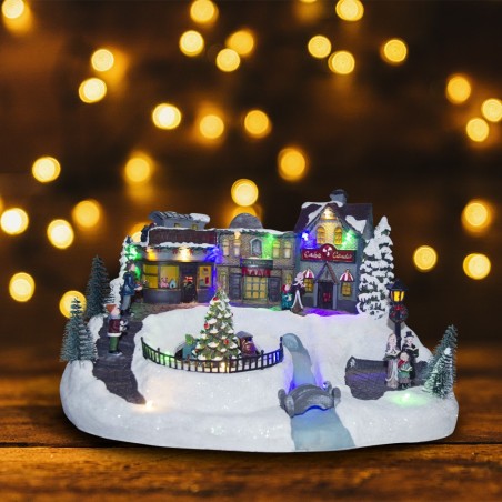 Village de Noël décoration TRAIN 361001 mouvement lumières et musique 37x27x21cm