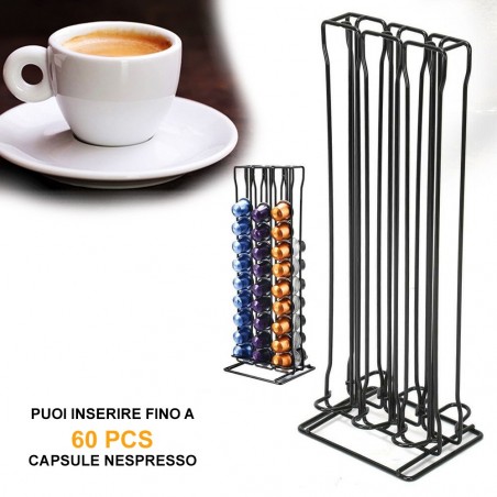 Stand d’économie d’espace vertical porte 60 capsules en 3 colonnes Nespresso