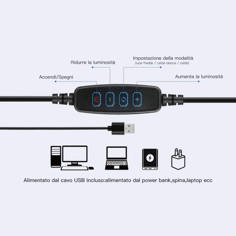 Lampe à anneau de lumière led, selfie 26cm avec...