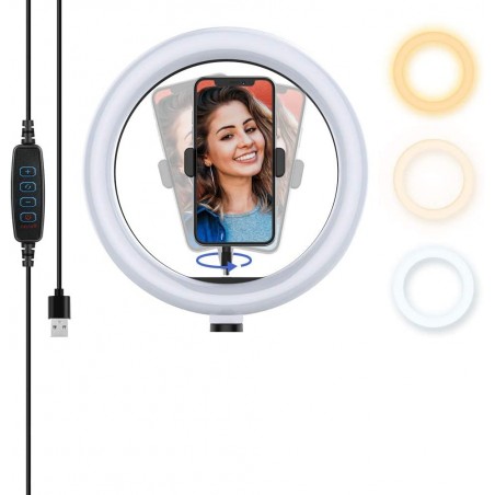 Lampe à anneau de lumière led 30 cm selfie avec trépied 187141 potentiomètre