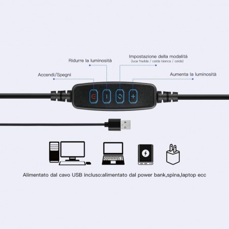 Lampe à anneau de lumière led 30 cm selfie avec trépied 187141 potentiomètre