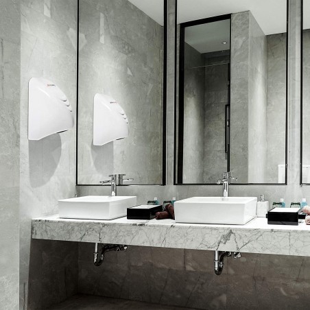 Sèche-mains automatique 1000W murale couleur blanc 14x5xh21,5 cm