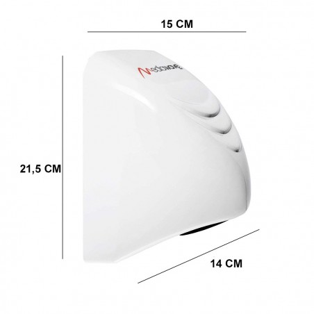 Sèche-mains automatique 1000W murale couleur blanc 14x5xh21,5 cm