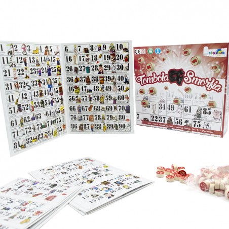 Tombola de la grimace napolitaine 423192 avec 90 numéros de bois et 48 dossiers