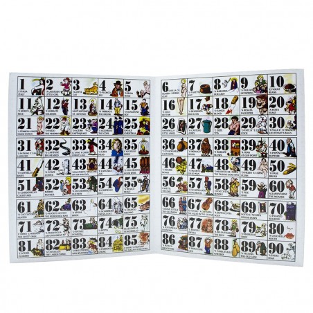 Tombola de la grimace napolitaine 423192 avec 90 numéros de bois et 48 dossiers