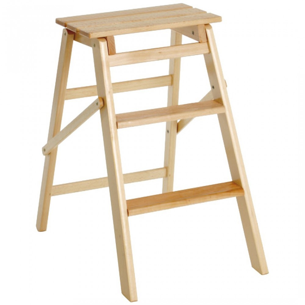Échelle 3 marches art 110 escalier en bois 40x59x63 cm jusqu’à 150 kg refermable