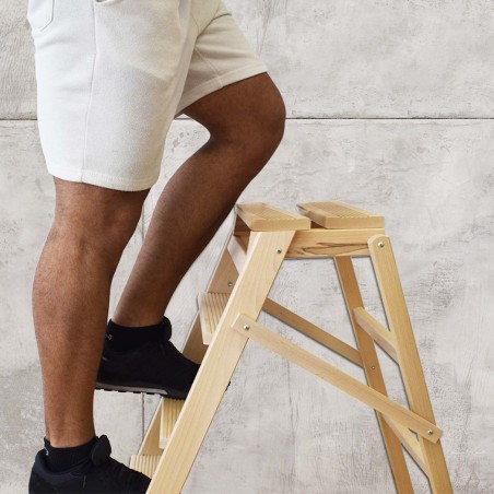 Échelle 3 marches art 110 escalier en bois 40x59x63 cm jusqu’à 150 kg refermable