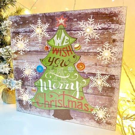 Tableau de Noël ARBRE CLASSIC 782312 avec lumières 35x35x4cm décorations de Noël