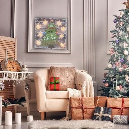 Tableau de Noël ARBRE CLASSIC 782312 avec lumières 35x35x4cm décorations de Noël